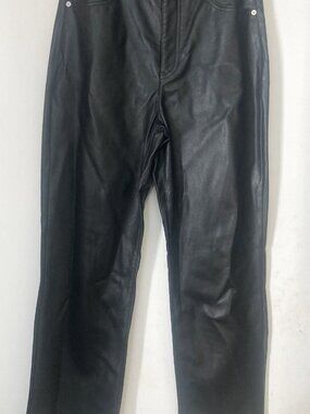 New EXPRESS Size 8 R Women's Black High Rise Modern Straight Faux Leather Pants